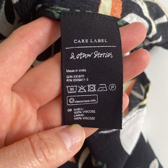 & Other Stories Black Toucan Tropical Mini Dress Size 6 - Picture 8 of 16